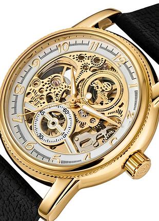 Мужские наручные часы forsining star prestige gold механические, 2 ремешка.