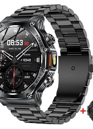 Чоловічий смартгодинник uwatch surf x pro black steel 2 ремінці.