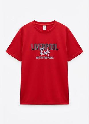 Красная футболка с принтом liverpool reds / спортивная футболка оверсайз с надписью