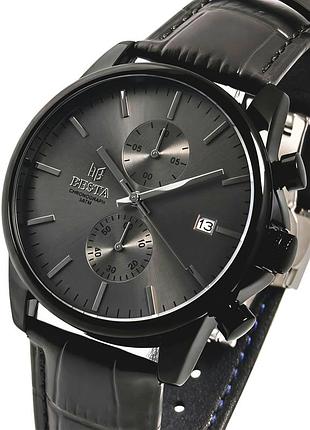 Мужские наручные часы besta mars premium leather black 2 ремешка, минеральное стекло.