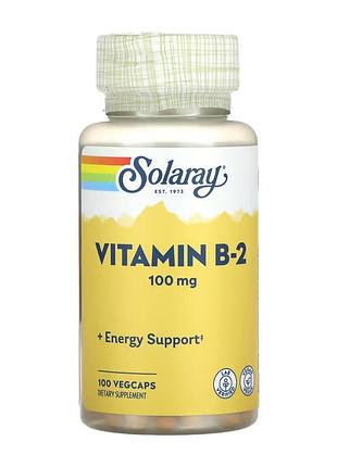 Витамин b-2, solaray, 100 мг, 100 капсул, для ежедневного рациона.