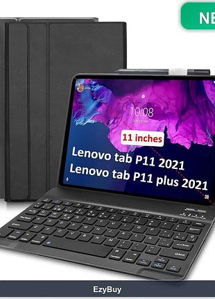 Бездротовий чохол-клавіатура qwerty для lenovo tab p11 11" tb-j606/tb-j607, магнітна обкладинка slimshell темного кольору