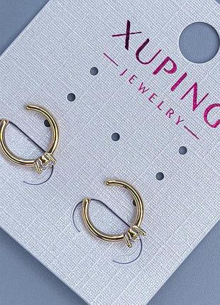 Каф xuping с белым кристаллом d-10х2мм+- позолота 18к