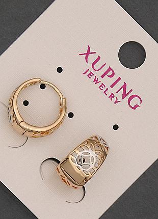 Сережки xuping позолота 18к і родій 8х14мм+-