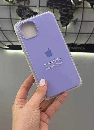 М'який чохол silicone case з мікрофіброю для iphone 15 plus,якісний чохол для айфон 15 плюс (ліловий)