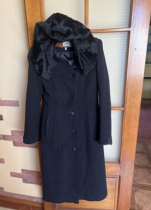 Довге чорне пальто original р. 44 з капюшоном