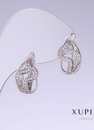 Сережки xuping з білими стазами l — 15 мм s — 10 мм родій