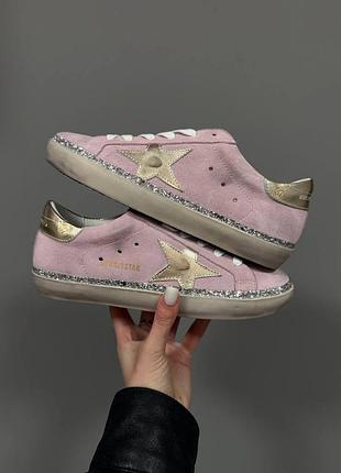Кеди golden goose superstar pink suede / silver premium