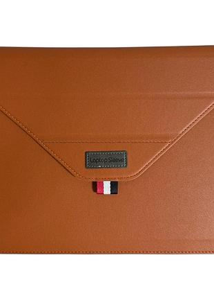 Чохол-конверт для ноутбука sleeve stand pu macbook 14/13.3/13 коричневий