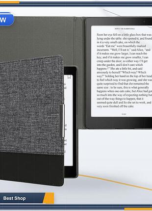 Чохол книжка для e-ридера kwmobile сумісний з kobo aura one темно-синій шкіра канвас магнітне закривання ударозахисний
