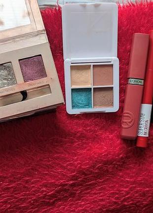 Косметика lorac, estate, l'oréal, maybelline та пензлі