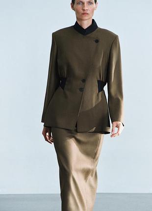 Вовняний хакі жакет жіночий zara new
