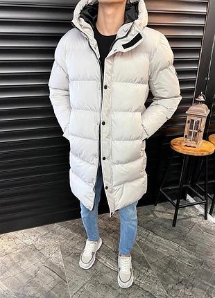 Зимовий пуховик, з капюшоном сірий s xxl