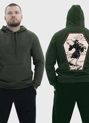 Мужской легкий худи с принтом sunset goons скелет смерть по краю прырки, хаки xxl