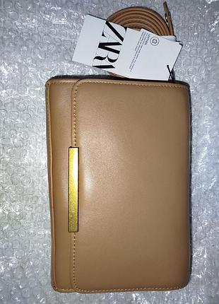 Сумочка женская zara бежевая кожаная