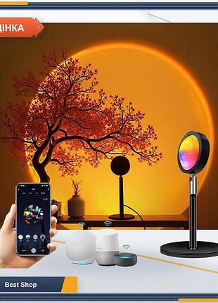 Лампа проектор led ночник wi-fi gy sunset 16 цветов 5 вт 360° вращение rgb b22 цоколь для комнаты и вечеринок
