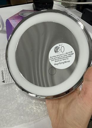Косметическое зеркало с led подсветкой и увеличением bm-1957, легкое б/у
