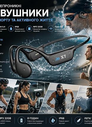 Водонепроникні навушники для спорту, bluetooth 5.4, ip68, mp3 32gb, open ear, для бігу, велоспорту й басейну