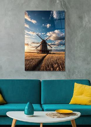Картина на склі novellaprint "поля і млин" 30x45см (pic-458-00)