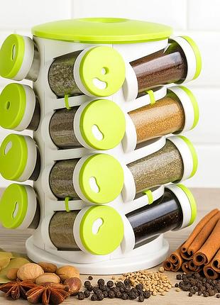 Уценка! органайзер пластик для специй кухонный вращающийся spice rack 16 в 1 стойка для специй карусель (плохая упаковка 3202)