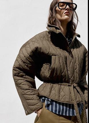 Курточка стьобана хакі стильна нова колекція zara m