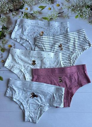 Трусики хипстеры на девочку песики (набор 5 шт.) primark р.104 (3-4 лет)
