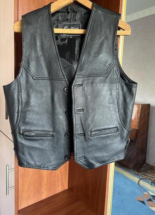 Чоловіча шкіряна жилетка linqian — натуральна шкіра, 3xl