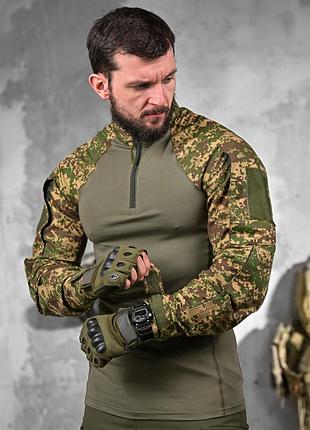 Тактична чоловіча сорочка убакс хижак олива якісний для військових з липучками під шеврон кофта бойова армійська ріп стоп літня