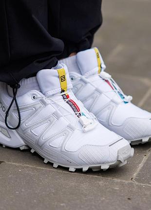 Мужские кроссовки salomon speedcross 3 nd белого цвета для бега водостойкие трейловые легкие на лето весну для тренировок саломон