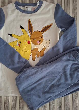 Новая теплая флисовая пижама h&amp;m покемон pokemon (пикачу), 134/140 г.