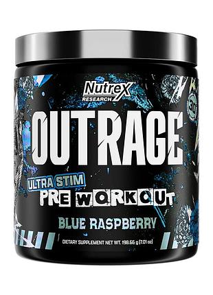 Передтренувальний комплекс nutrex outrage для енергії та концентрації, синя малина, 210 г