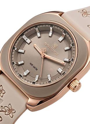 Жіночий наручний годинник naviforce mira beige flower механічний, 2 ремінці.