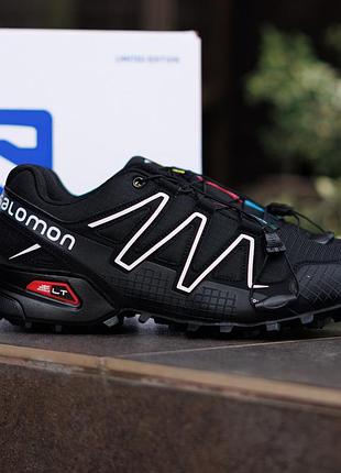 Мужские кроссовки salomon speedcross 3 nd черные трейловые для бега водоотталкивающие из текстиля надежные на осень весну соломон