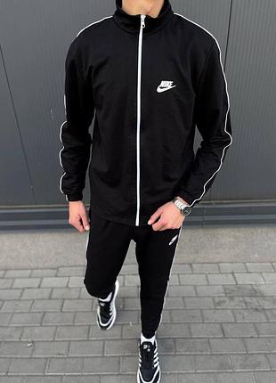 Мужской спортивный костюм nike из двухнитки с зип-кофтой черный m