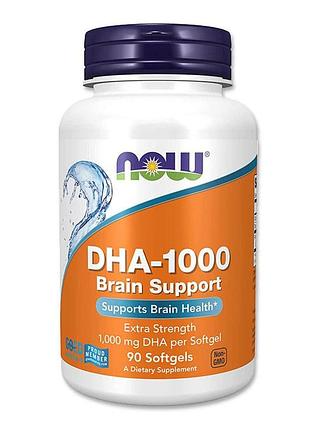 Риб’ячий жир now foods dha-1000 з 1000 мг дгк для підтримки мозку та зору, 90 м’яких капсул