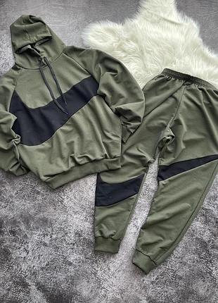 Мужской спортивный костюм с логотипом nike с капюшоном хаки m