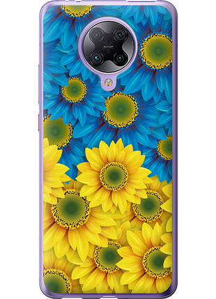 Чохол на xiaomi redmi k30 pro жовто-блакитні квіти "1048u-1899-851"