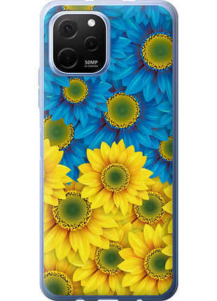 Чехол на huawei nova y61 желто-голубые цветы "1048u-2983-851"