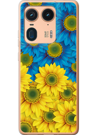 Чохол на motorola moto x50 ultra жовто-блакитні квіти "1048u-3866-851"