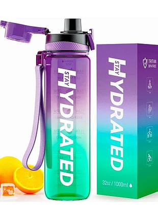 Бутылка для воды brave hydrated 1000 мл из tritan, зелено-фиолетовая