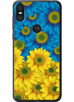 Чохол на motorola one жовто-блакитні квіти "1048u-1589-851"