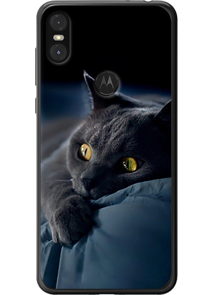 Чехол на motorola one дымчатый кот "825u-1589-851"