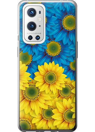 Чехол на oneplus 9 pro желто-голубые цветы "1048u-2250-851"