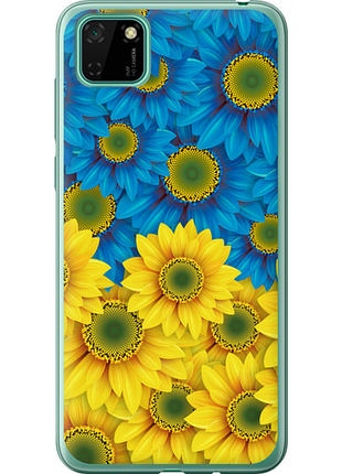 Чохол на huawei y5p жовто-блакитні квіти "1048u-1936-851"