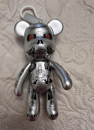 Колекційний брелок-фігурка ведмедик popobe термінатор т-800 / bearbrick сріблястий