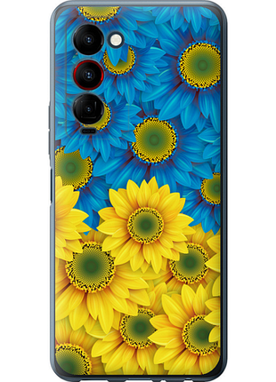 Чохол на tecno camon 18 premier жовто-блакитні квіти "1048u-2652-851"