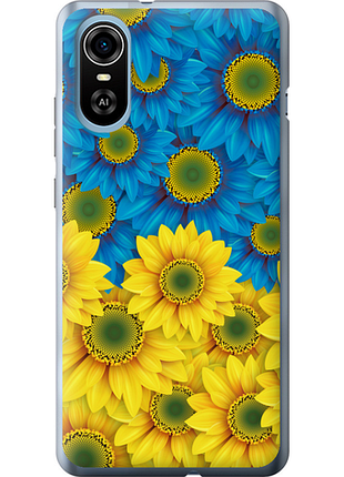 Чехол на zte blade a31 plus желто-голубые цветы "1048u-2637-851"