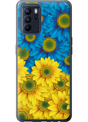 Чехол на oppo reno6 z желто-голубые цветы "1048u-2477-851"