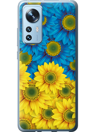 Чохол на xiaomi 12 жовто-блакитні квіти "1048u-2555-851"