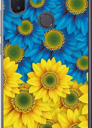 Чехол на xiaomi mi8 se желто-голубые цветы "1048u-1504-851"
